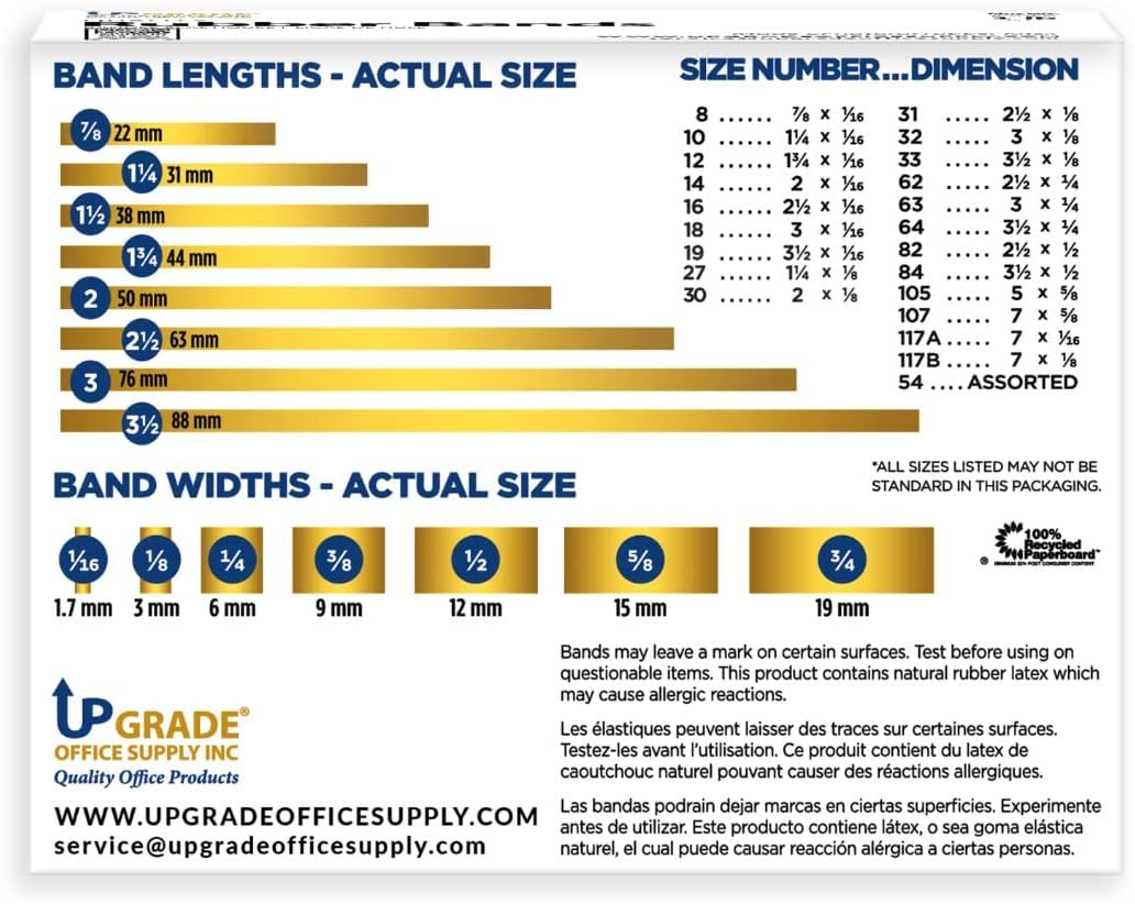 Upgrade Office Supply UPG22964 Rubber Bands, Size 64 (3-1/2 x 1/4), 80 Bands, 1/4 lb Box, USA
