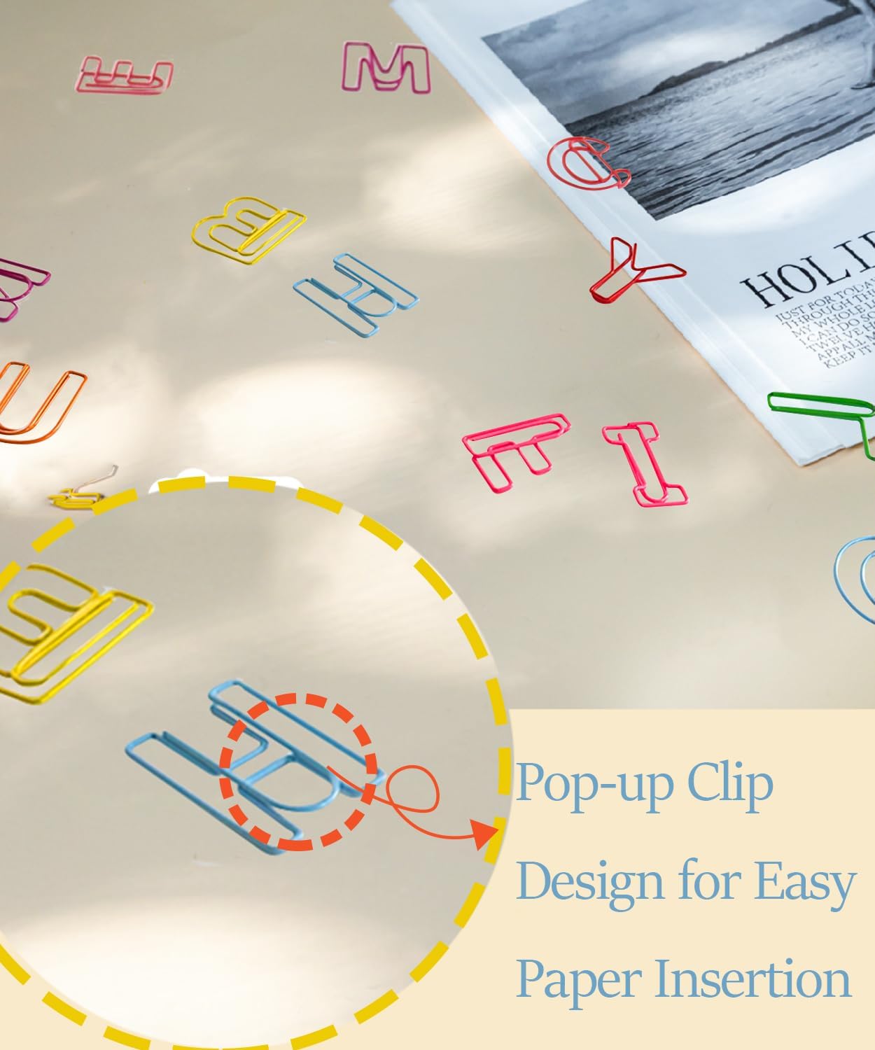 52 Pcs Stainless Steel Paper Clips - Alphabet Letter Clips for Office & School with Storage Box Assorted Color (Office Series)