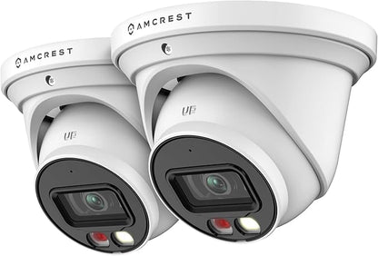 Amcrest 2-Pack AI Turret IP PoE Camera w/ 49ft Nightvision, Security IP Camera Outdoor, Built-in Microphone, Human & Vehicle Detection, Active Deterrent,129° FOV, 5MP@20fps 2PACK-IP5M-T1277EW-AI