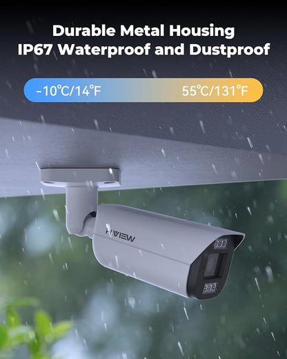 H.VIEW 32 Channel Security Camera System, 20pcs 8MP Wired IP Bullet PoE Cameras Outdoor, AI Human Detection, Built-in Mic, Remote Access, 4K 32CH NVR 8TB HDD for 24-7 Recording,Business CCTV
