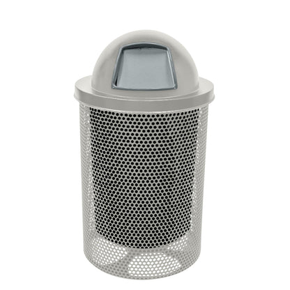 RDT-P-TXTGRY Heavy Duty Round Trash Receptacle with Dome Top, Liner Included, 32 Gallon, Textured Grey, Made in America