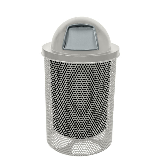 RDT-P-Gry Heavy Duty Round Trash Receptacle with Dome Top, Liner Included, 32 Gallon, Gray, Made in America