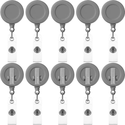 Zonon 50 Pieces Retractable Badge Holder Reels with Swivel Alligator Clip, ID Card Holder Name Badge Reel Clips for Students Teachers Office Workers (Grey)