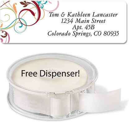 Colorful Images Fantasia Rolled Personalized Return Address Mailing Labels with Dispenser, Customize with Name & Shipping Address, 250 ¾” x 2½” Self Adhesive, Easy Peel Label Roll