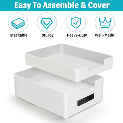 Letter-Size Tray Desk Letter Tray Paper Tray, Sturdy Heavy-Duty Plastic Printer Paper Tray, Single-Tier Stackable File Storage Organizer for Office Home (1, White)