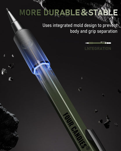 Four Candies 1.3mm Mechanical Pencil Set with 24 Lead Refills, Metal Weatherproof Heavy Duty Outdoor Carpenter Pencil, Eraser, 6 Eraser Refills for Architect Drafting Woodworking Marking with Case