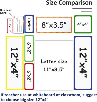 Magnetic Dry Erase Labels Larger 12"x 4", Big Dry Erase Magnetic Labels for Whiteboards, Fridge, School Classroom, Pack of 8