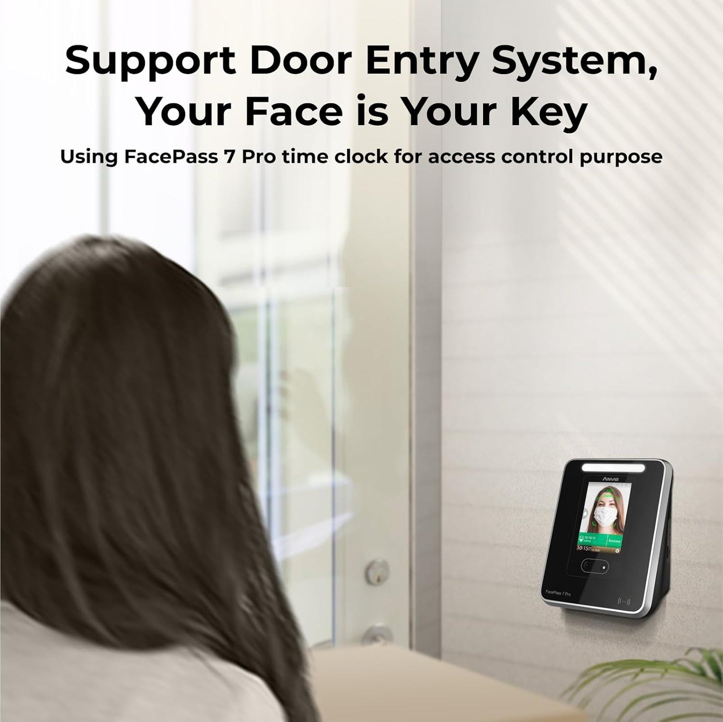 ANVIZ Time Clocks for Employees Small Business - FacePass 7 Pro Biometric Clock in and Out Machine - Face + RFID + Pin Punching in one, Support Door Access, Forever Free Cloud Software