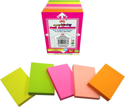 Full Adhesive Sticky Notes 3 x 2 in, Bright Colors, Colorful Small Sticky Notes Full Adhesive Back Self-Stick Note Pads for Office, School Supplies, 80 Sheets/Color, 5 Colors/Pack, 400 Sheets Total