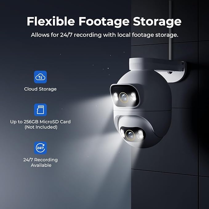 IMILAB EC6 Dual 3K+3K Plug-in Outdoor Security Camera: Outdoor Camera for Home Security w/Motion Spotlight/Siren, Wired 360° Rotate Cam, Person Tracking, 24/7 Continuous Recording, Color Night Vision
