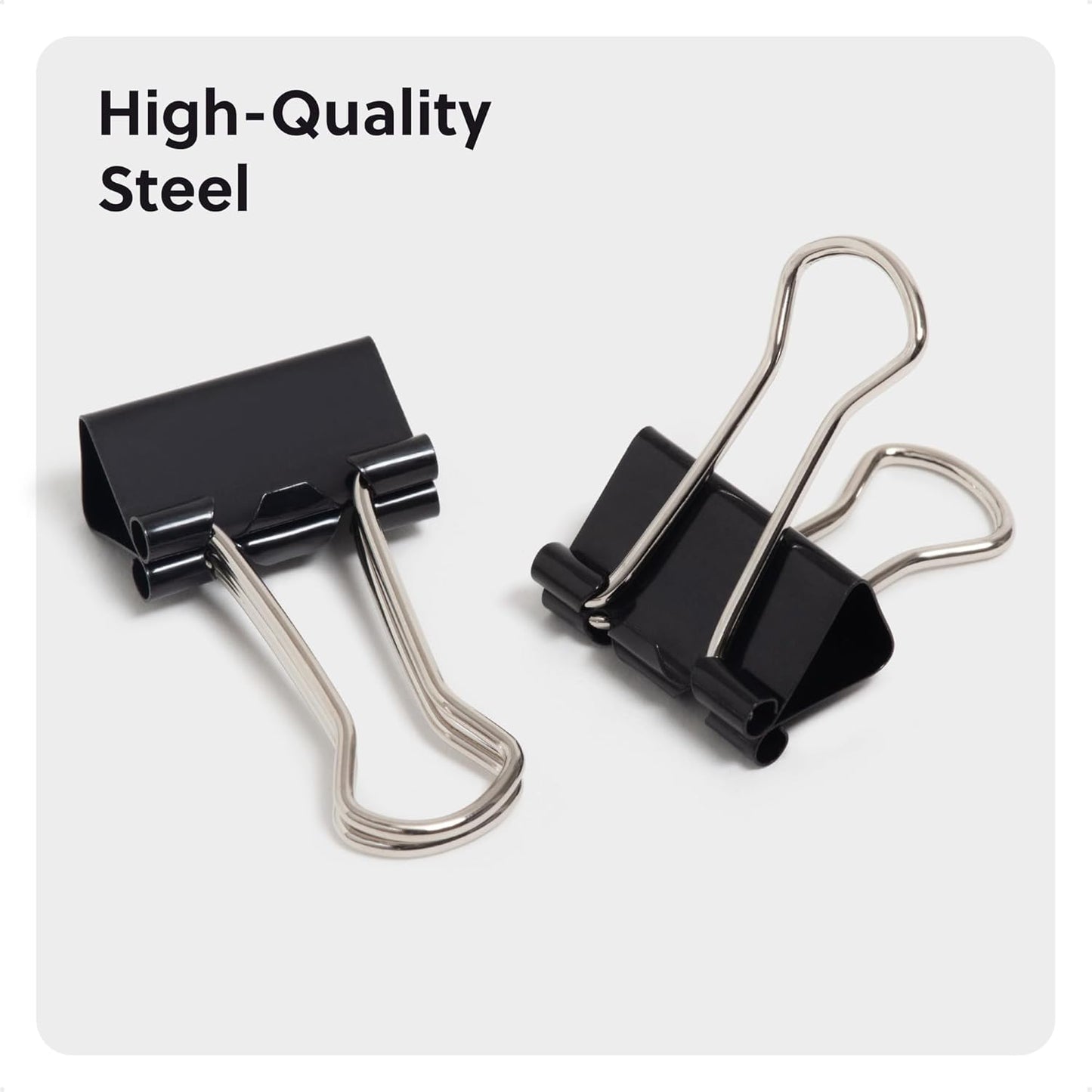 U Brands Binder Clips, Small 3/4-Inch Width, 1/3-Inch Paper Holding Capacity, Black and Silver Steel, 144-Count - 653U08-24