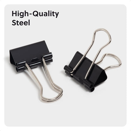U Brands Binder Clips, Small 3/4-Inch Width, 1/3-Inch Paper Holding Capacity, Black and Silver Steel, 144-Count - 653U08-24
