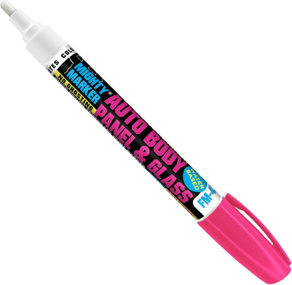 FM-43 Auto Body and Glass Paint Marker, No-Ghost, Highly Water-Resistant, 2.3mm Bullet Tip, Valve Action, 6 Bonus Reversible Tips, Made in USA - Fl. Pink 6 Pack