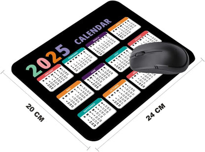 2025 Calendar Black, Computer Mouse Pad with Non-Slip Rubber Base, Mouse Pads for Computers Laptop Mouse 9.6 x 7.9 inch