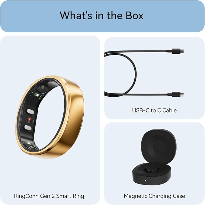 RingConn Gen 2, World’s First Smart Ring with Sleep Apnea Monitoring, No APP Subscription, 12-Day Battery Life, Stress/Heart Rate/Women's Health Tracker, Android & iOS Compatible (Rose Gold, Size 7)