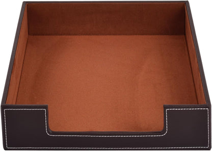 Leather Letter Tray, Office Supplies Desk Organizer for Mail Paper Files Magazines Jewelry Cosmetics,Luxury Letter Holder&Multipurpos Stackable Office Desktop Storage Box,Coffee