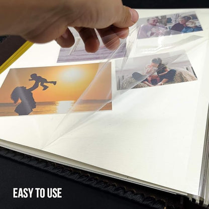 Photo Album Self Adhesive Pages, Large Self-Stick Page Picture Album Leather Vintage Inspired Cover, Hand Made DIY Albums Holds 3X5, 4X6, 5X7, 6X8, 8X10 Photos (11.6"x10.8" 40pgs, DarkGreen)