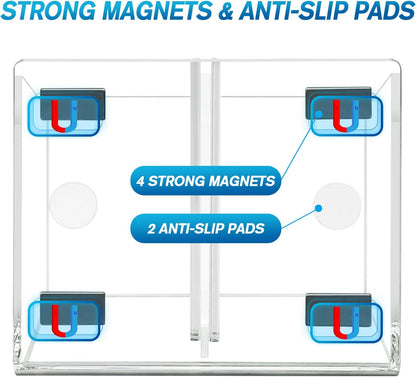Magnetic Dry Erase Marker Holder, Clear Acrylic Magnetic Pen Marker Holder for Whiteboard, Fridge, Office, Home, Locker