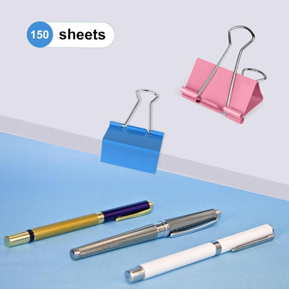 Ufmarine Large Binder Clips 1.6 inch Length, Colorful, for Office (24 Pcs)