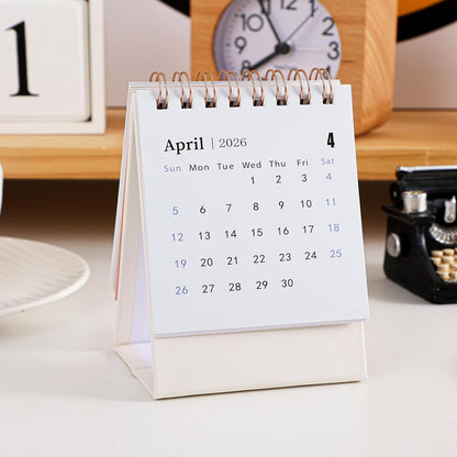 Mini Desk Calendar 2025-2026 - Runs From July 2025 until Dec 2026 Monthy Small Desktop Calendar 250 GSM Thick Paper Twin-Wire Binding for Home or Office (Pink)