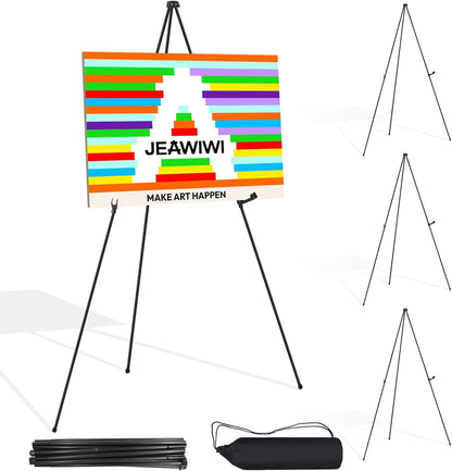 4PCS Black Easel Stand for Wedding Sign Stand, 66 Inch Adjustable Metal Easels for Display, Portable Folding Easel for Wedding, Display Show, Arts, Poster with Portable Bags