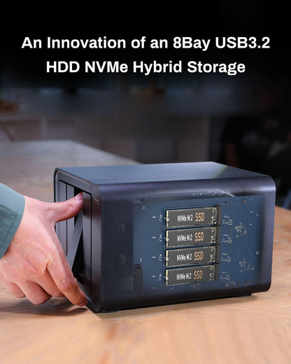 TERRAMASTER D8 Hybrid HDD NVMe Enclosure USB 3.2 Gen 2 10Gbps Type C 8Bay USB Storage (Diskless)