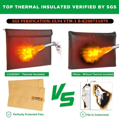 Fireproof Document Bag - with 5200°F Heat Insulated, Waterproof Fireproof Bag with Zipper, 8 Layers of Functional Materials, Fireproof Money Bag for Cash/Documents/Valuables, Fire Bag 13.9"x10.6"