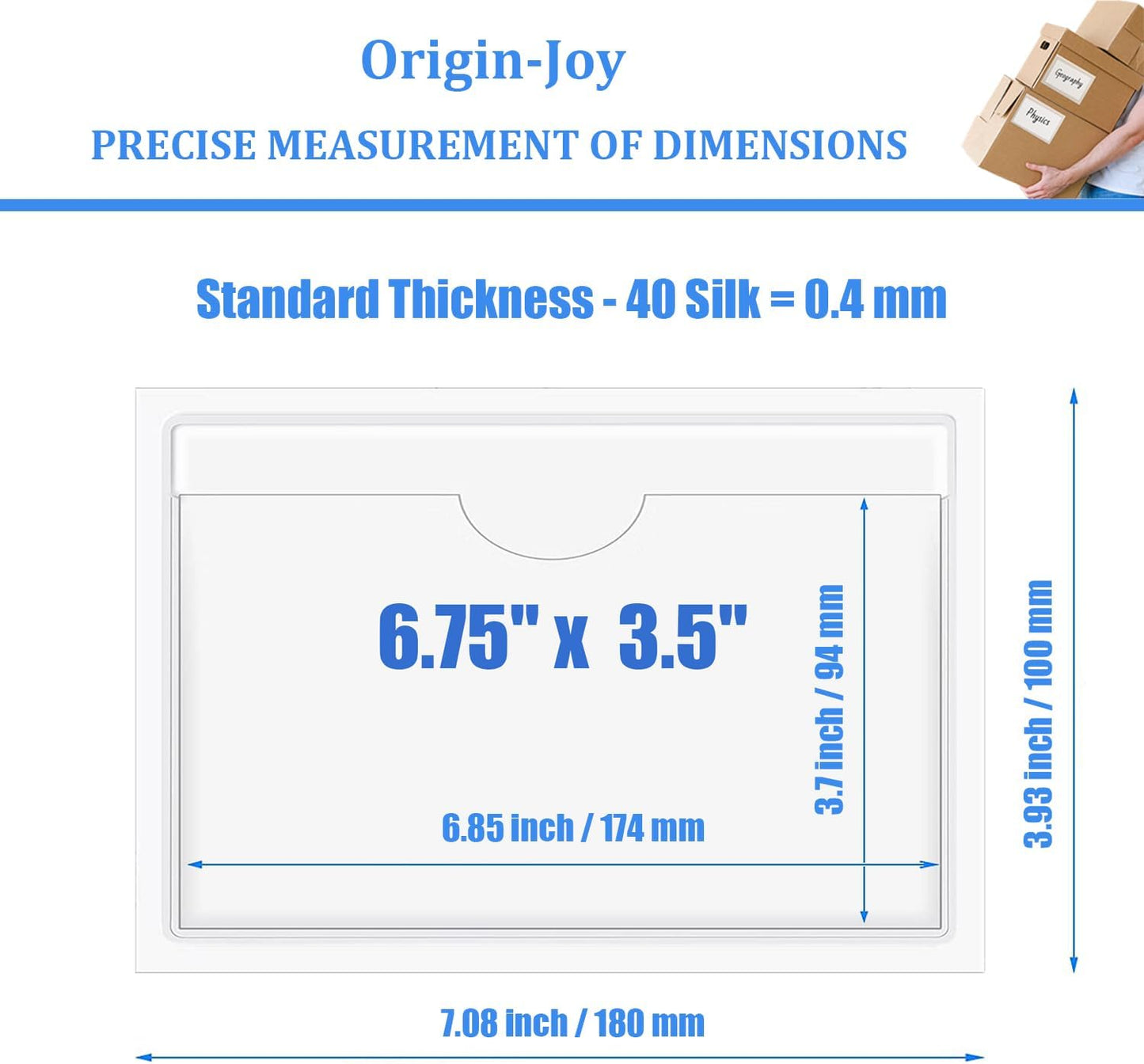 Origin-Joy 25 PCS Self-Adhesive Index Label Pockets, Clear Plastic Peel & Stick Card Holders with Top Open for Loading (6.75 x 3.5 inch)