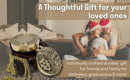 Brass Compass Engraved with Religious Scripture Verse - Ideal Gift for Son, Grandson, Daughter - Perfect for Baptism, Communion, Church and Graduation Day Present