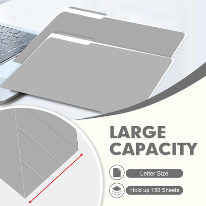 File Folder, PANDRI 120 Pack File Folder, 1/3 Cut Tab, Letter Size, Filing Folder for Office School Business, Grey