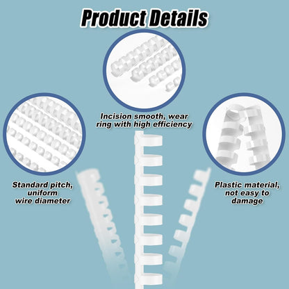 Yunsailing 150 Pack Plastic Binding Combs Plastic Binder Comb Ring 19 Ring Binding Spines Letter Size Spiral coils for Notebook Calendar(1/4 5/16 3/8 1/2 5/8 3/4 in,White)