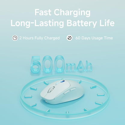 EWEADN Q5 Wireless Mouse, Bluetooth & 2.4G Quiet Computer Mouses with 1600 DPI, Battery Level Display, Ergonomic Office Mouse,6 Button Portable Cute Cordless Mice for Laptop/PC/Mac- Blue