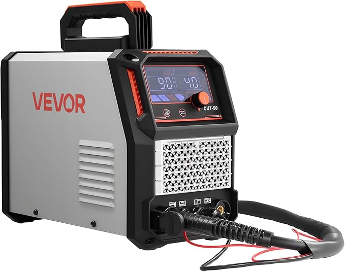 VEVOR Plasma Cutter, 50A Non-Touch Pilot Arc Plasma Cutting Machine, 110V/220V Dual Voltage Digital Display IGBT Inverter - with 2T/4T Function & Adjustable PA/PT Time for Home Repairs, Workshops