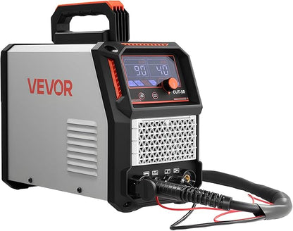 VEVOR Plasma Cutter, 50A Non-Touch Pilot Arc Plasma Cutting Machine, 110V/220V Dual Voltage Digital Display IGBT Inverter - with 2T/4T Function & Adjustable PA/PT Time for Home Repairs, Workshops