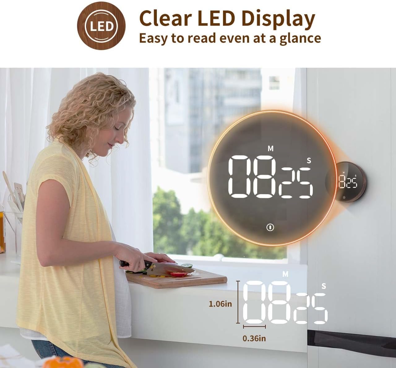 VOCOO Digital Kitchen Timer - Magnetic Countdown Countup Timer with Large LED Display Volume Adjustable, Easy for Cooking and for Seniors and Kids to Use