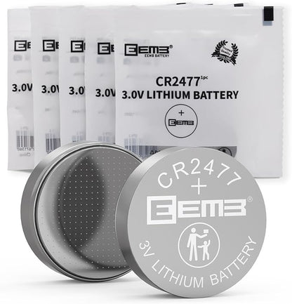 EEMB 5 Pack CR2477 Battery 3V Lithium Battery Button Coin Cell Batteries 2477 Batteries DL2477, ECR2477 for Electronic Candle, Light, Remote Control, Key Fob, Alarm, Contact Sensor, Smart Devices