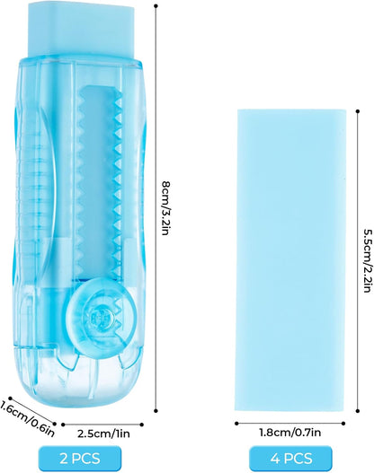 M&G 6 Pack Rubber Erasers Sliding Retractable Eraser, 3 Colors Soft Cute Erasers Push Pull Large Pencil Eraser with Transparent Plastic Sleeve for Students Kids, School Office Home Supplies