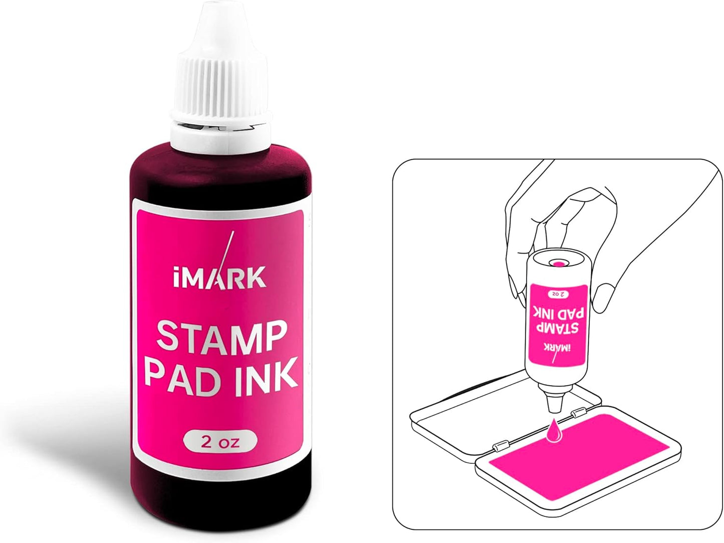 Premium Refill Ink for Self-Inking Stamps, Daters and Stamp Pads (2 oz, Pink)