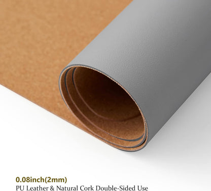 Cork Desk Mat - Dual-Sided Desk Pad for Office and Home - Desk Organization and Accessories - Ideal for Large Mouse Pad and Desk Mats on Top of Desks(Gray,80cmx 40cm)
