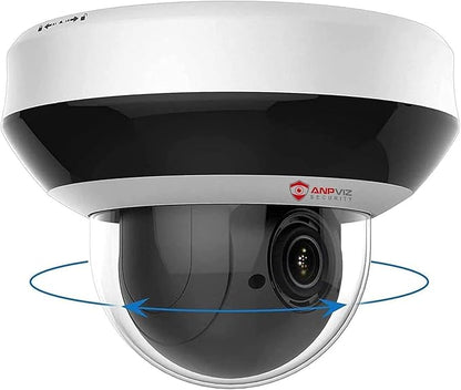 Anpviz 4MP PoE PTZ IP Camera with 4X Optical Zoom, Perimeter Protection, Human Vehicle Detection, 2560x1440@30fps, H.265+ Dome Security Camera, Built-in Audio, 330° Pan 90° Tilt, Card Slot, 120dB WDR