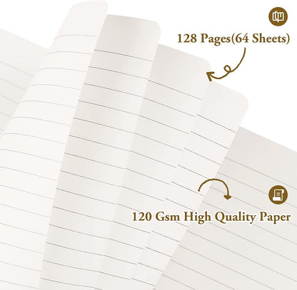 Huhuhero Notebooks Journal, Ruled Notebook, Premium Thick Paper Lined Journal, Black Hardcover Notebook for Office Home School Business Writing Note Taking Journaling, 5"×8.25" (5, Brown)