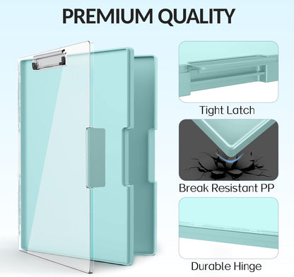 Sooez Clipboard with Storage, Heavy Duty Cleaview Clip Boards 8.5x11 with Dual Storage, Dry Erase Plastic Nursing Clipboard, High Capacity Clipboards Folder for Teacher Nurse, School & Office Supplies