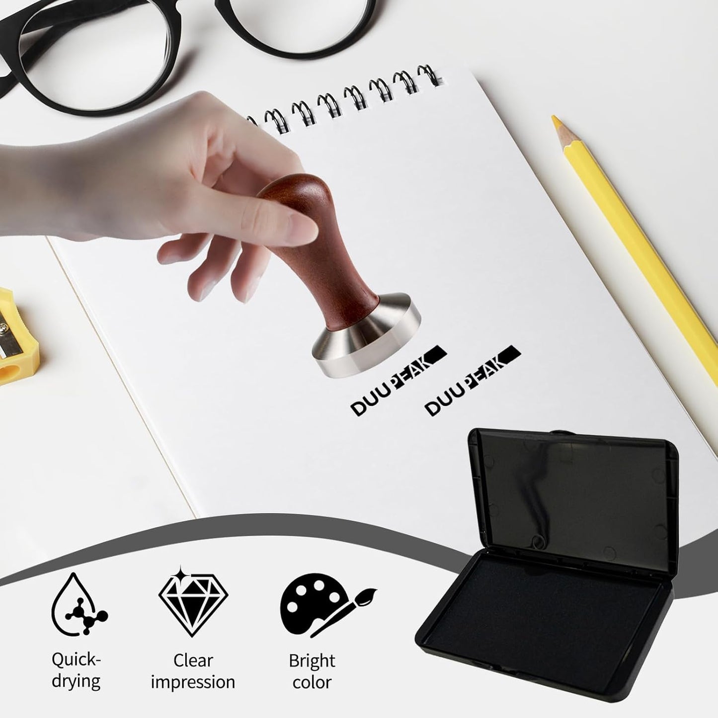 Large Ink Pad for Stamps, 6.14"×3.38" Stamp Pad, Ink Pad for Office, Notarization, and Rubber Stamps (Black