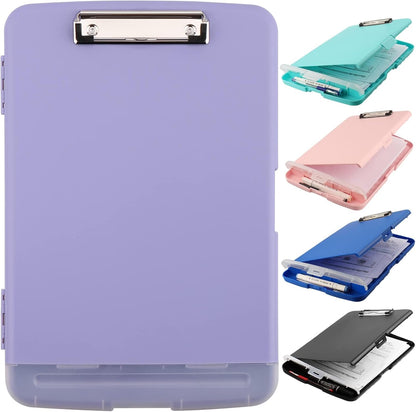 Clipboard with Storage,A4 Nursing Clipboards with Pen Holder,Heavy Duty Storage Clipboard with Low Profile Clip, Clipboards Folder Side-Opening Clip Boards,Smooth Writing Clip Board (Light Purple)