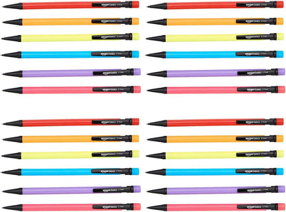 Amazon Basics Mechanical Pencils 0.7mm For Writing, Drawing, Bulk Office and School Supplies, Multicolor, 24-Pack