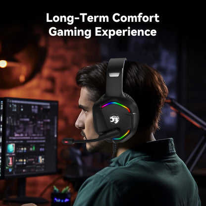 Gaming Headset with Microphone for Pc, Xbox One Series X/s, Ps4, Ps5, Switch, Stereo Wired Noise Cancelling Over-Ear Headphones with Mic, RGB, for Computer, Laptop, Mac, Nintendo, Gamer (Red)