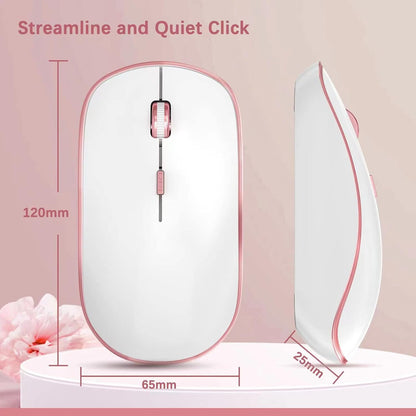 J JOYACCESS Wireless Keyboard Mouse Combo,Typewriter Keyboard Wireless, Portable Pink Wireless Keyboard for Computer/Laptop/Windows/Mac