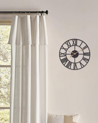 BEW Wall Clocks for Living Room Decor, Black Metal Skeleton Wall Clock Silent Battery Operated, Rustic European Industrial Farmhouse Decorative Wall Clocks for Kitchen, Bedroom, Dining Room-14 in