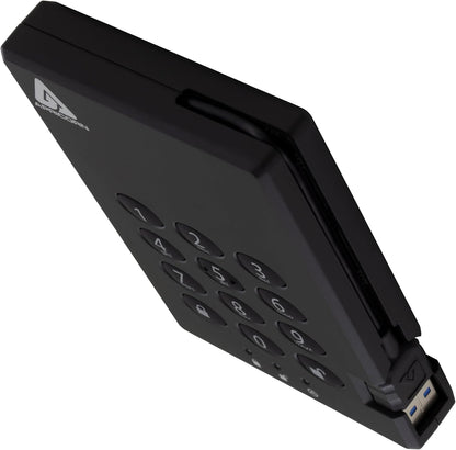 Apricorn Aegis Padlock 3.0 1TB USB 3.0 External Hard Drive, Black