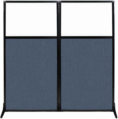 Versare Workstation Partition | Portable Wall Divider | Modern Office Cubicle | Free Standing Privacy Screen | Flexible Work Space | 66" x 70" W/Window, Ocean Fabric Panels